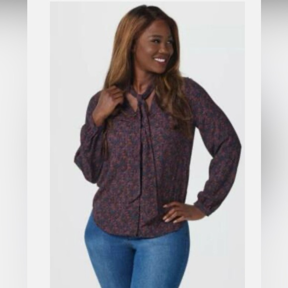 NYDJ -Harbour Hills Long Sleeve Blouse - EUC - Picture 1 of 5